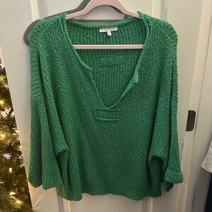 Elegant Green V-Neck Sweater